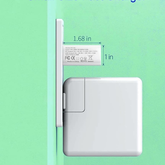 1CO - 20w Quick Charger Dual Usb-c ✅ and USB. *NO CABLE included* - Picture 5 of 7